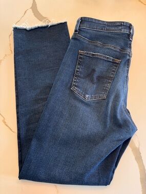 AG Jeans Saige High-Rise Straight Leg in Deep Blue - Size 29